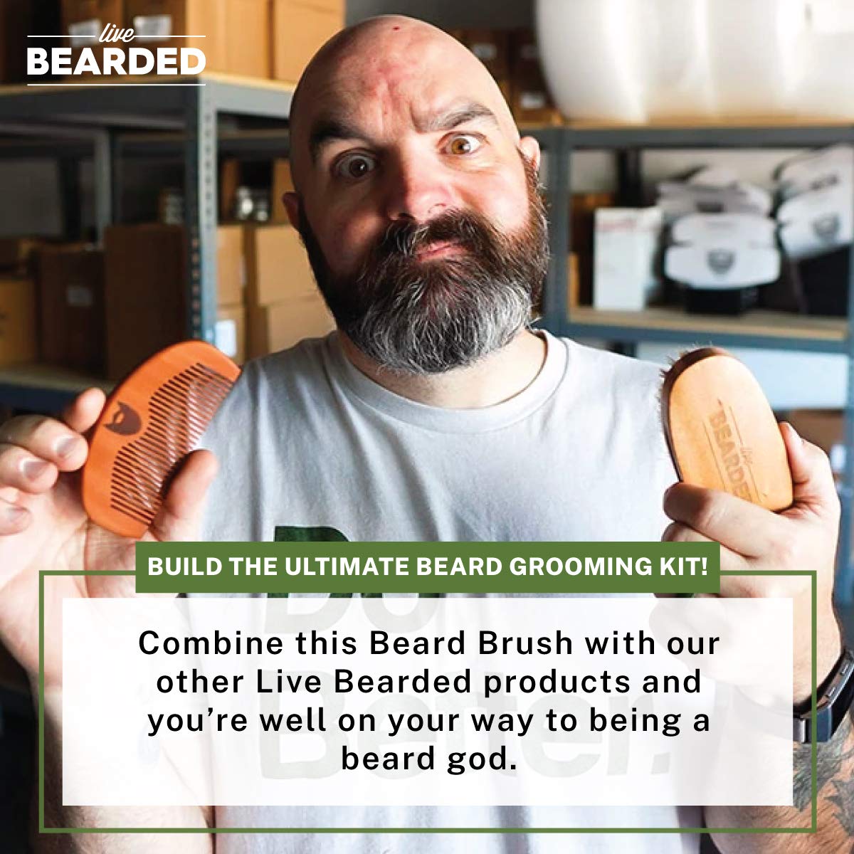 Live Bearded natural bristles massage follicles to support natural oil distribution.