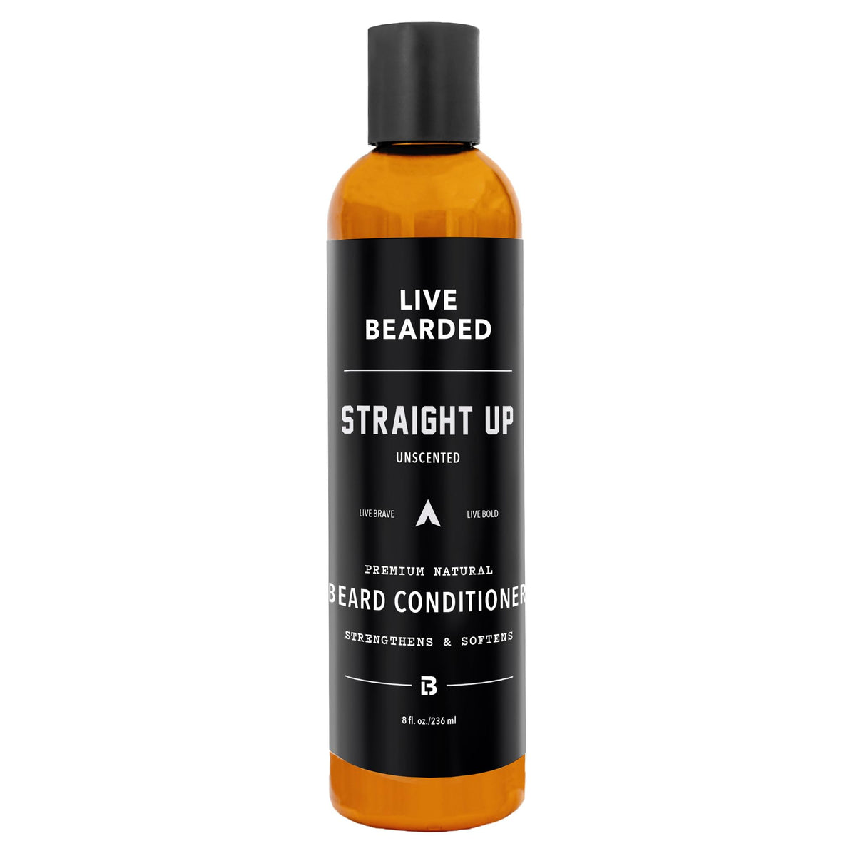 Live Bearded Straight Up Unscented conditioner bottle for softer facial hair