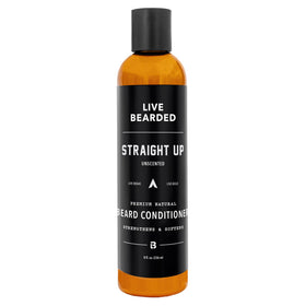 Live Bearded Straight Up Unscented conditioner bottle for softer facial hair