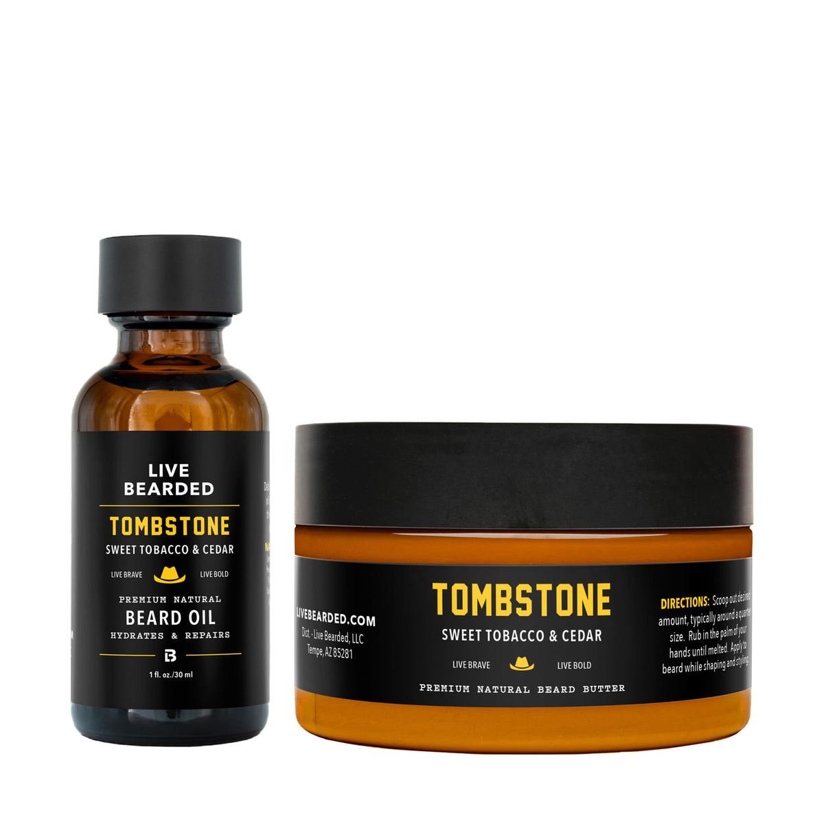 Live Bearded Tombstone beard oil bottle for daily conditioning and a pleasant aroma.
