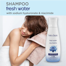 Live Clean ingredients table notes organic rosemary and chamomile extracts.