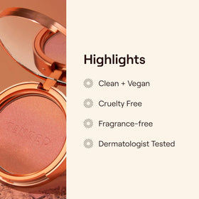 Live Tinted Huebeam Gradient Bronzer Sahara Sunset sunrise-like finish enhances everyday makeup.