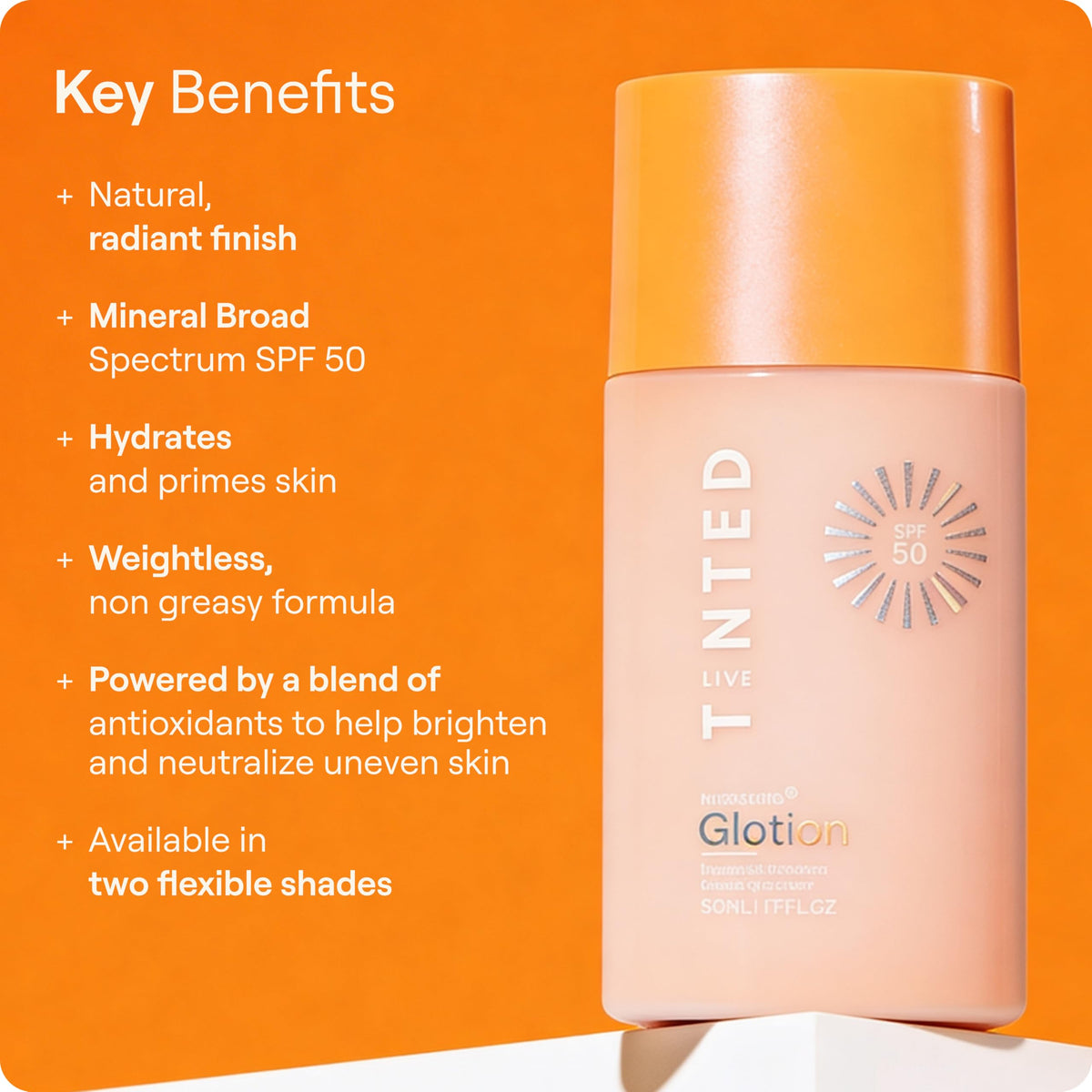 Hueguard Glotion SPF 50 swatch delivering natural tint on skin