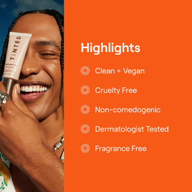 Infographic image shows SPF 50 mineral protection and hydration