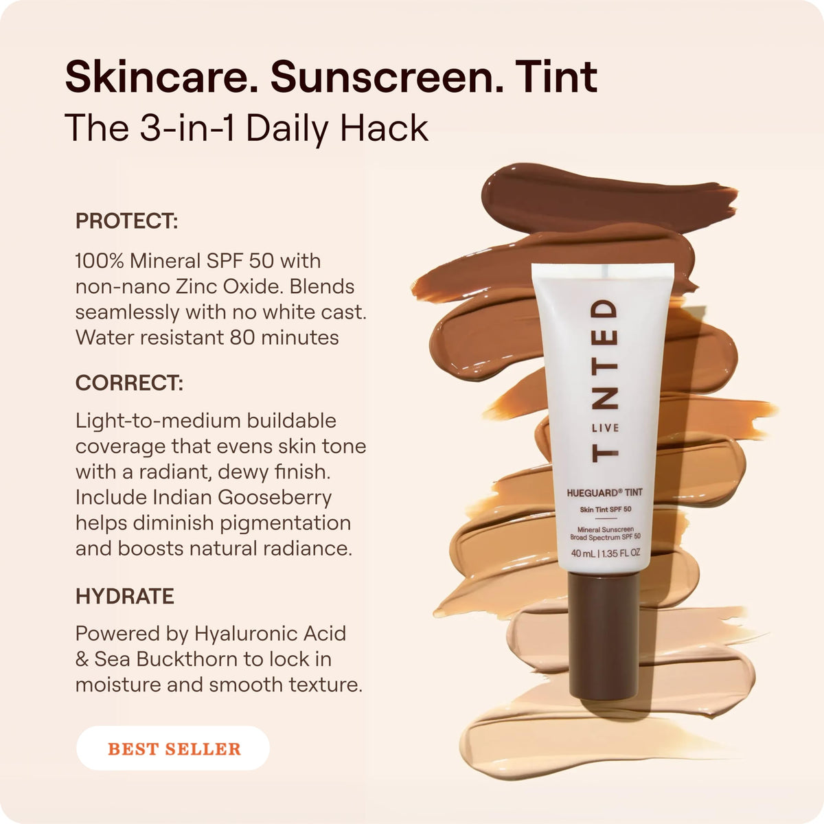 Close-up texture showing light-medium coverage with no white cast