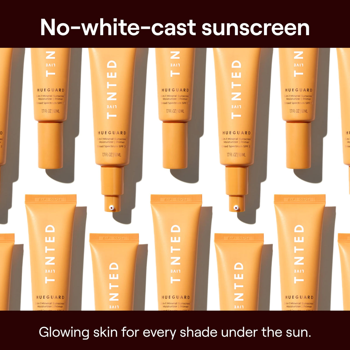 Hueguard texture close-up showing creamy, light-feeling formula.