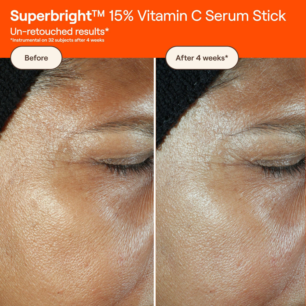 Close-up of texture showing brightening action and uneven tone target
