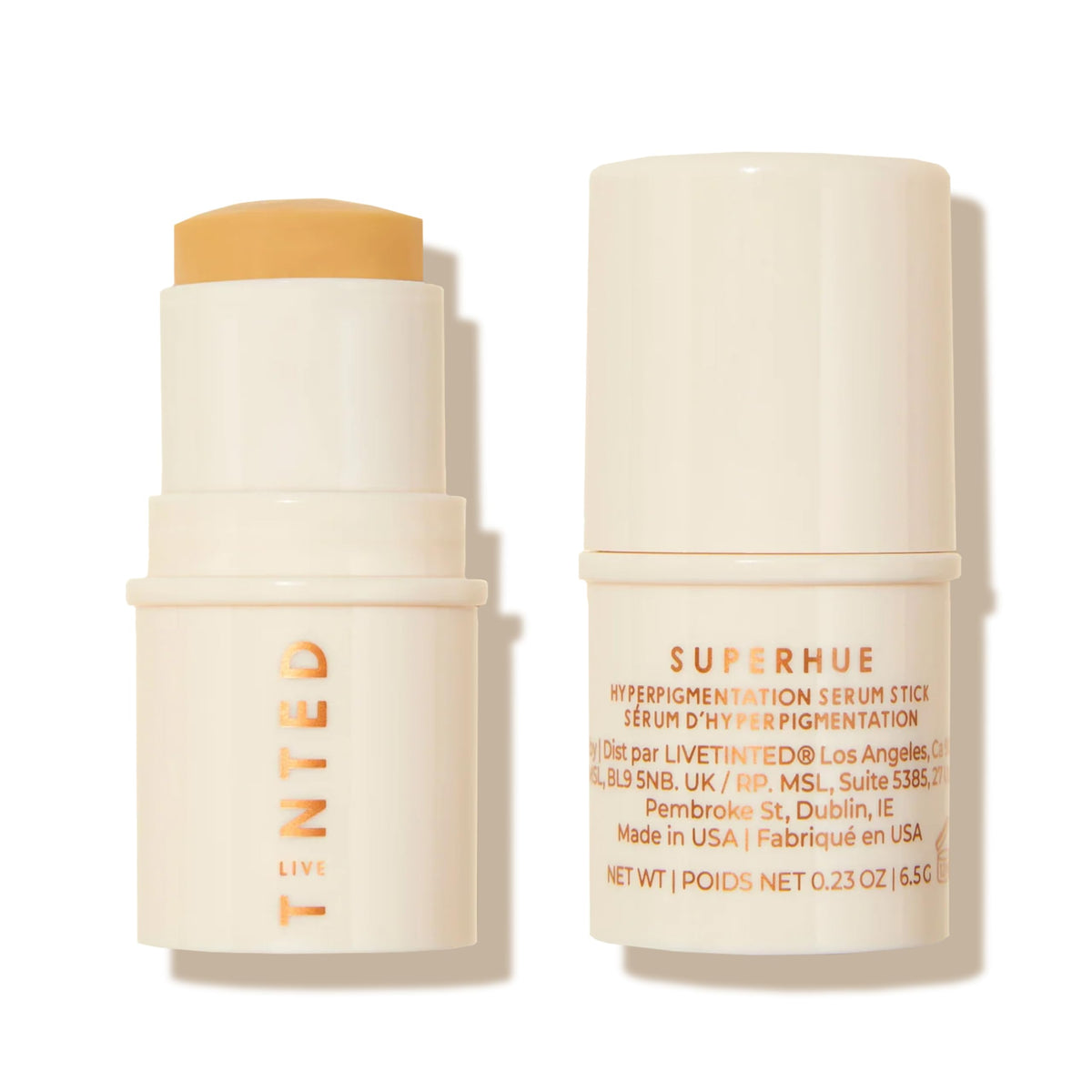 Live Tinted Superhue serum stick on the face for targeted brightening