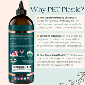Live Fraiche hexane-free cold-pressed castor oil close-up in amber bottle