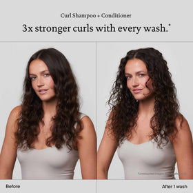 Living Proof Curl Conditioner texture showing creamy slip for detangling.