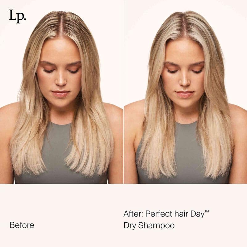 Living Proof Dry Shampoo Gift Bundle bottle close-up highlights clean scent and time-release fragrance.