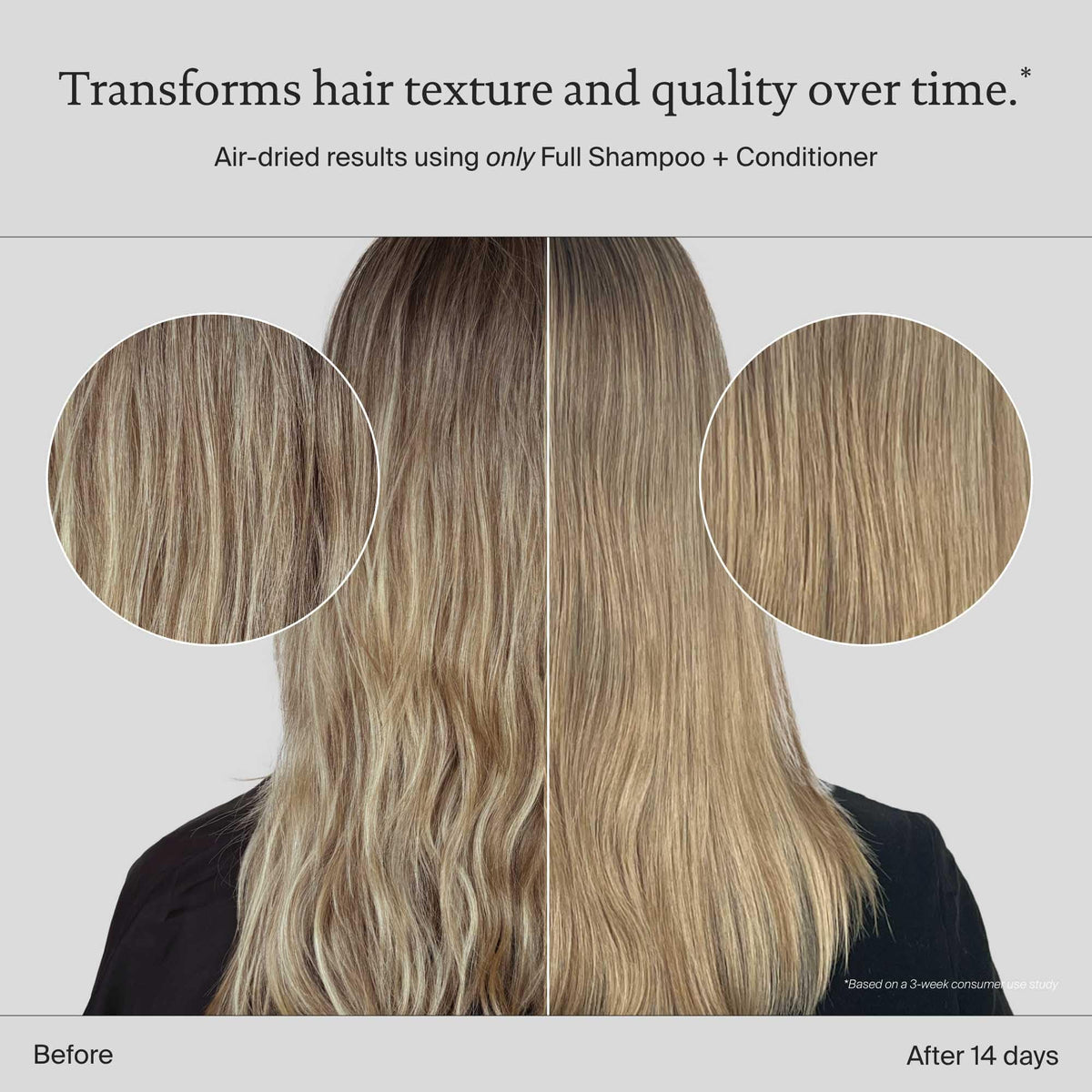 Living Proof Full Conditioner applied to wet hair mid-length for soft, manageable strands.