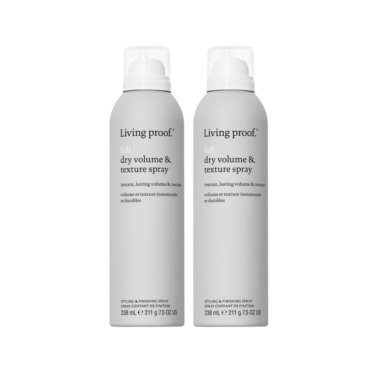Living Proof Full Dry Volume & Texture Spray bottle delivering lift and texture.
