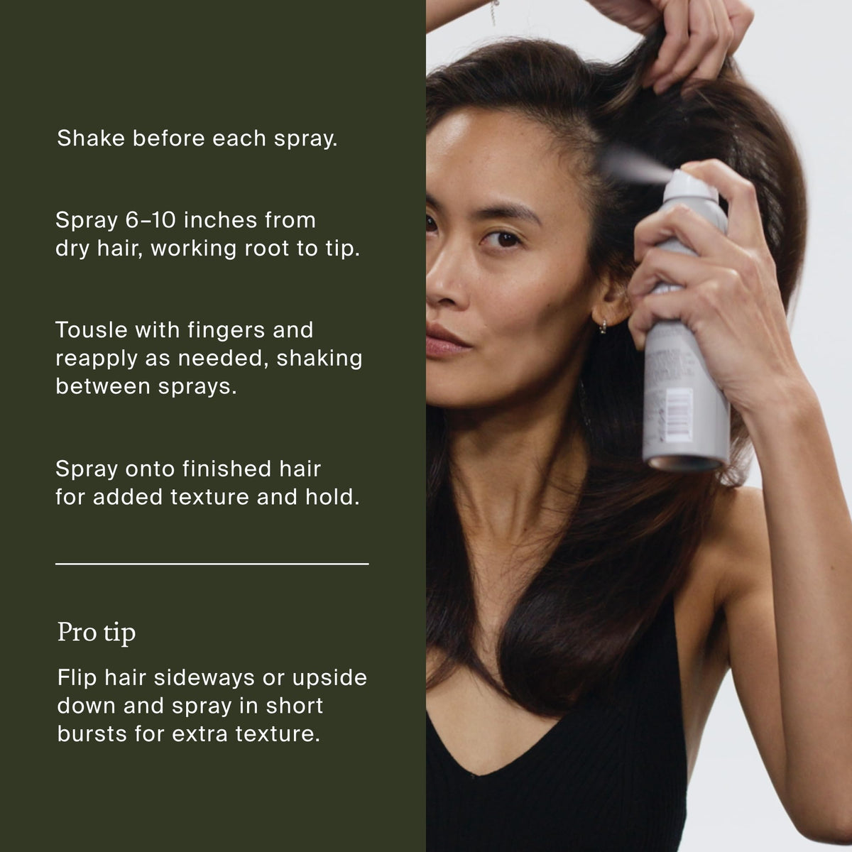 Final lived-in look with natural volume using Living Proof spray.