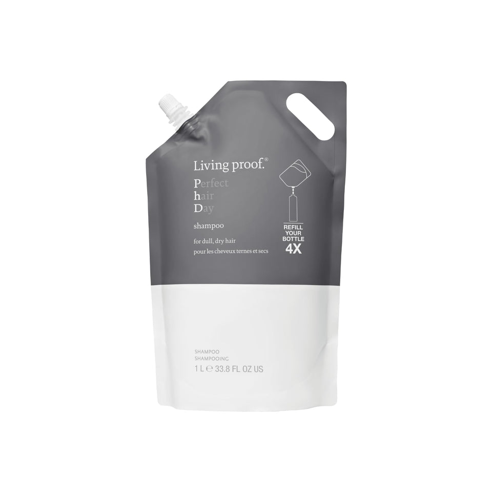 Living Proof Perfect Hair Day Shampoo bottle front view highlighting hydration and shine