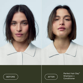 Living Proof Perfect Hair Day Shampoo label close-up indicating silicone-free formula