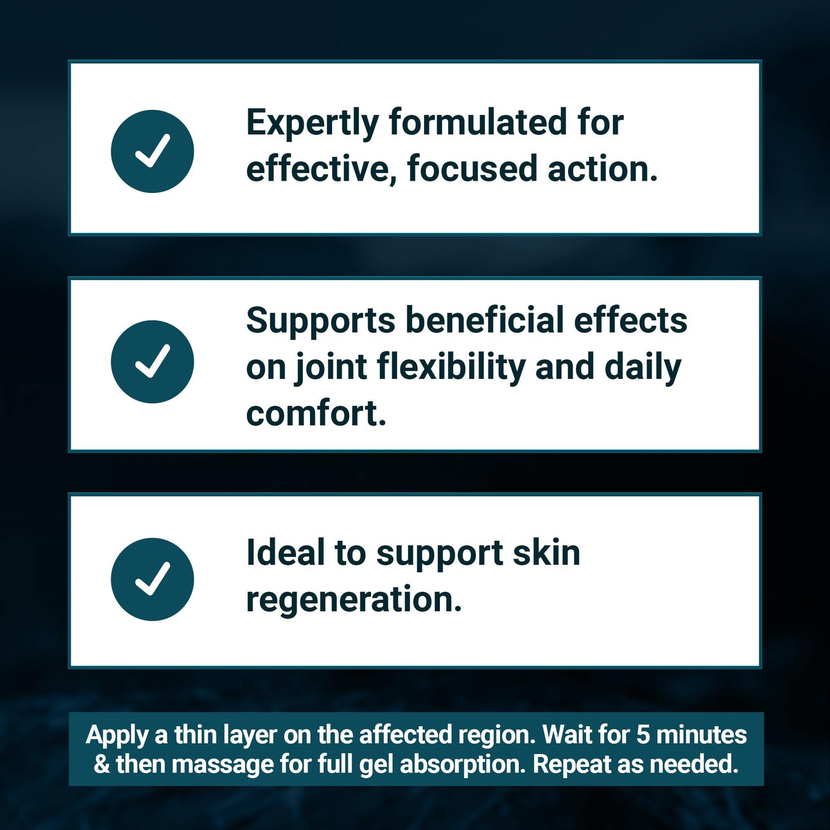 Living Silica Orgono gel application on skin for hydration and absorption.