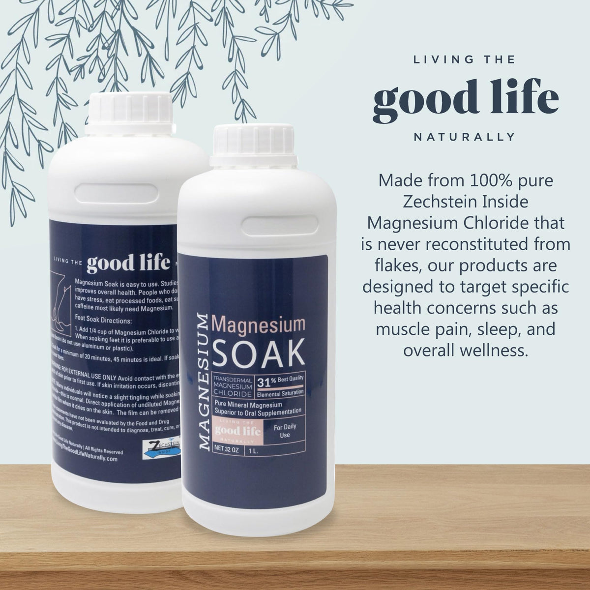Living the Good Life Naturally magnesium foot soak ready for a relaxing bedtime routine