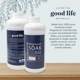 Living the Good Life Naturally magnesium foot soak ready for a relaxing bedtime routine