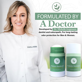 Living Well with Dr. Michelle probiotic deodorant stick ingredients coconut oil and probiotics.