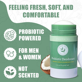 Living Well with Dr. Michelle probiotic deodorant stick long-lasting odor protection unscented for men and women.