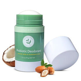 Living Well with Dr. Michelle probiotic deodorant stick unscented application for sensitive skin, gentle protection.