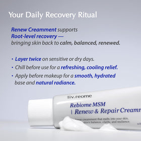 Livreome clean formula badge near product suggests paraben- and fragrance-free care.
