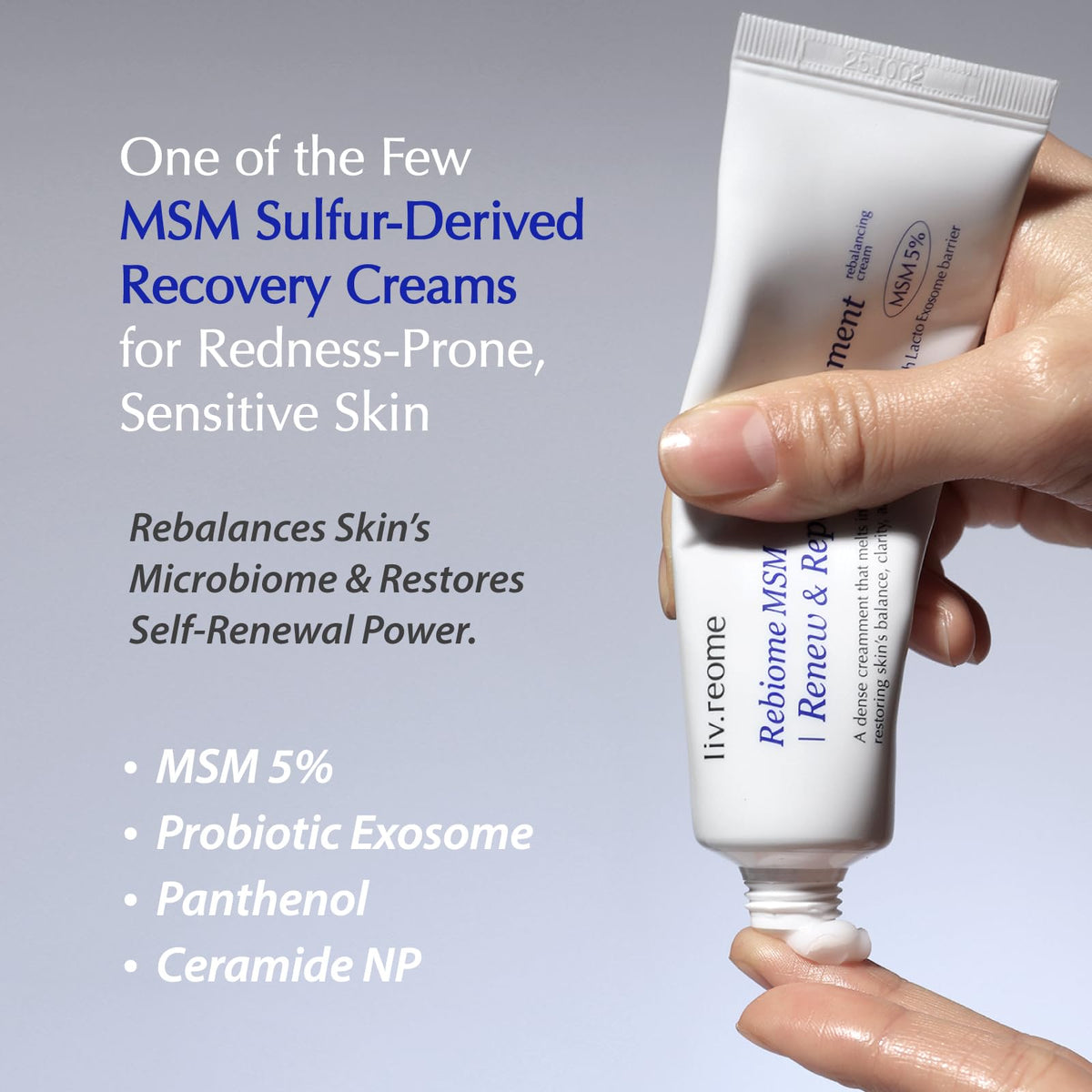 Livreome MSM Sulfur Cream texture swirl demonstrates creamy, easily absorbed formula.