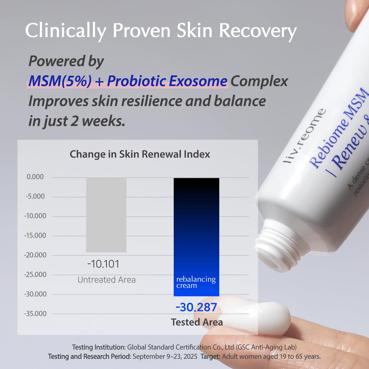 Livreome panthenol arbutin complex image highlights smoothing and even-toned appearance.