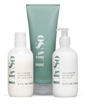 Bathroom setup with LivSo conditioner ready to support daily scalp care