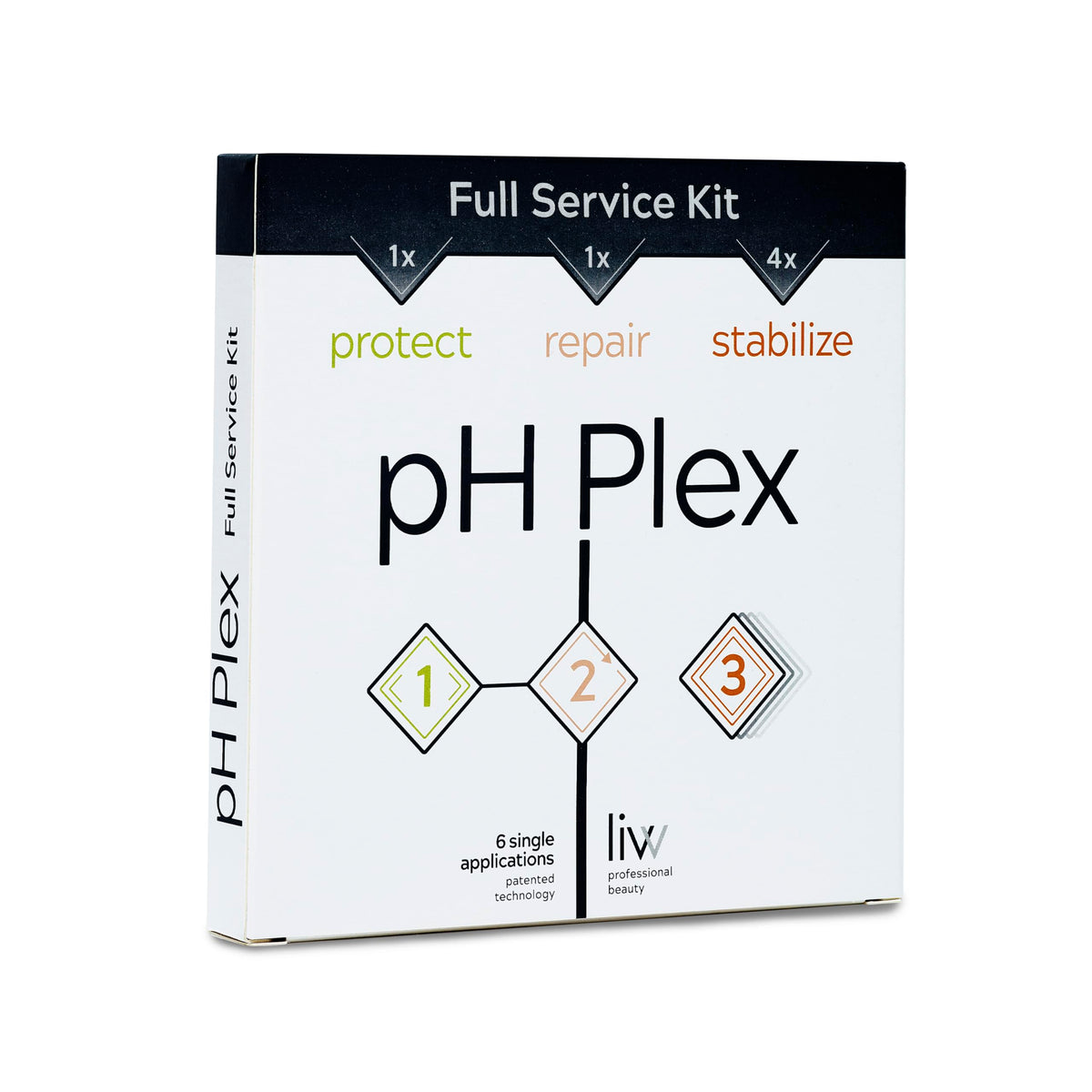 LIW pH Plex Protect bottle pour shows color shield for silky strands