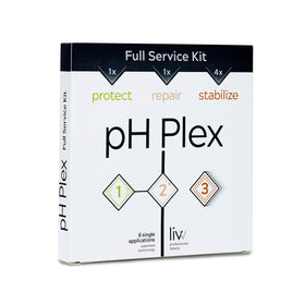LIW pH Plex Protect bottle pour shows color shield for silky strands