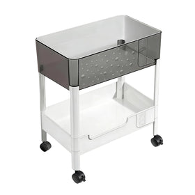 LIWNYRK 2-tier rolling cart under desk for compact storage.