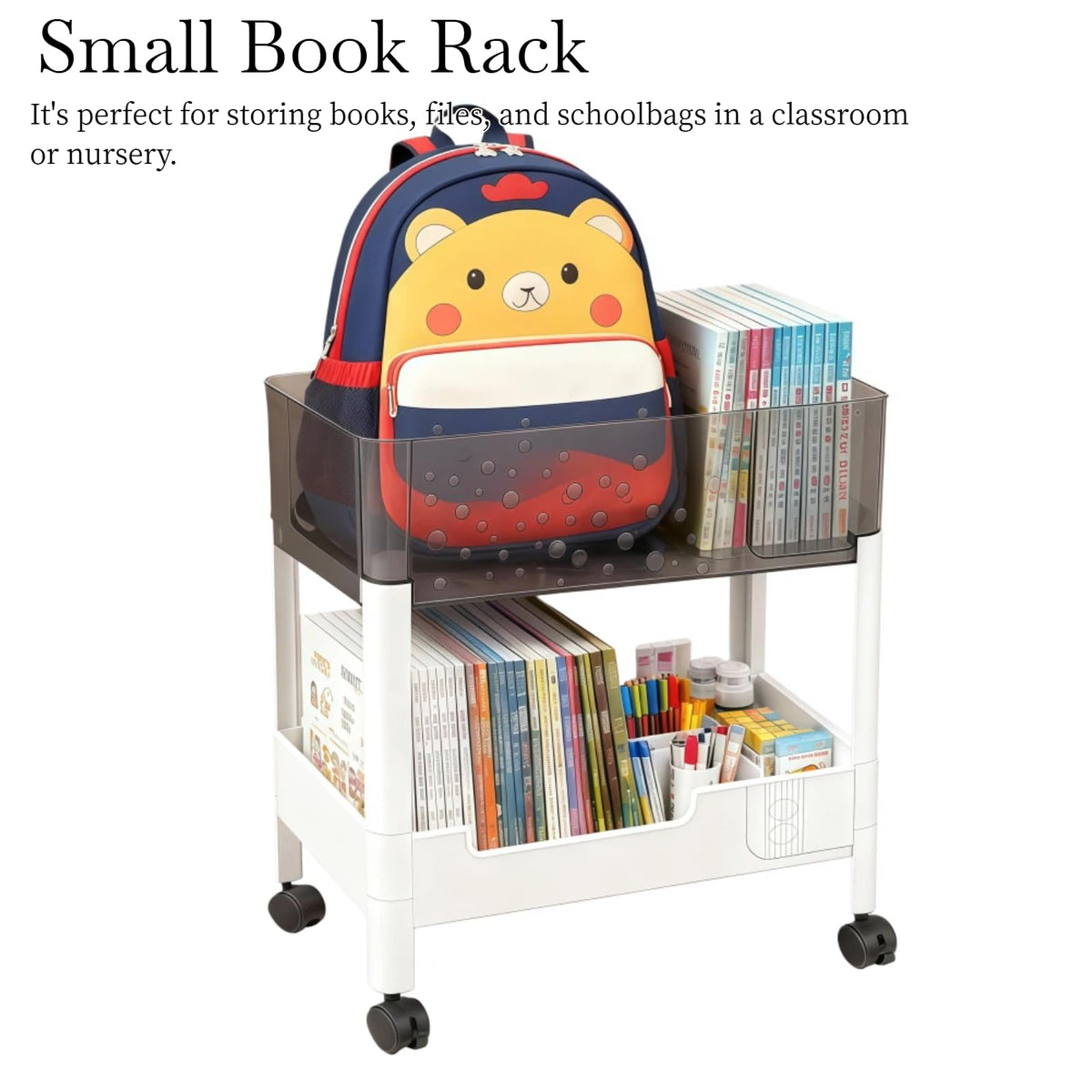 LIWNYRK compact rolling cart for laundry and kitchen supplies.