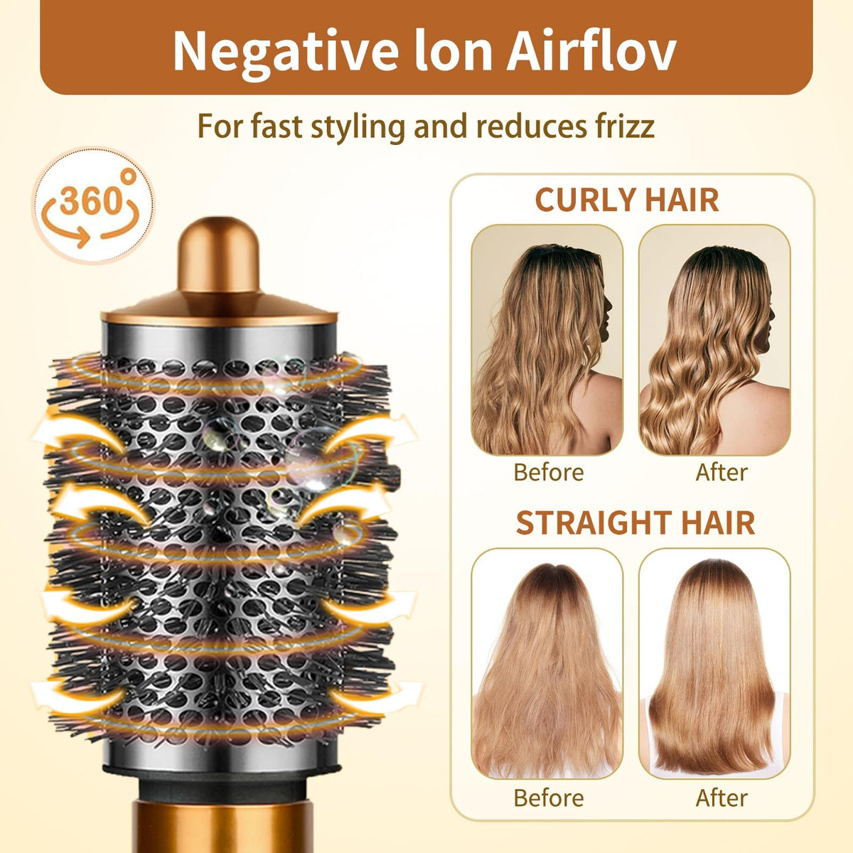 Liwoowe large round brush creates natural curls with effortless root lift.