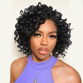 LIYATE Gogo Curl 8inch 1B close-up shows smooth texture and natural shine.