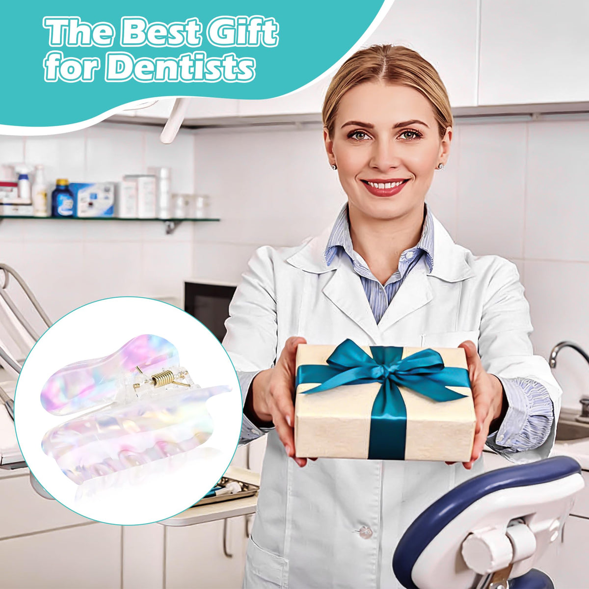 LiYiQ dental tooth clip on model showcasing versatile styling options.