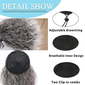 Liyouda gray black mix ponytail ideal for versatile updos and daily wear.