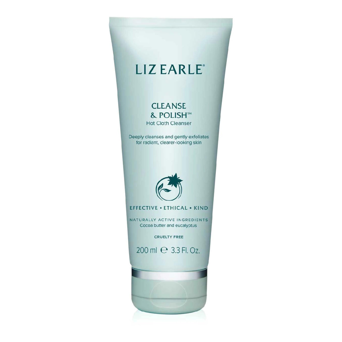 Liz Earle Cleanse & Polish bottle showing easy daily cleansing for all skin types