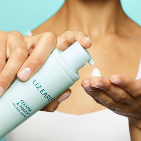 Liz Earle Cleanse & Polish pure cotton cloth for gentle exfoliation.