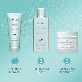 Liz Earle Instant Boost Skin Tonic cucumber-wake close-up showing refreshing properties.