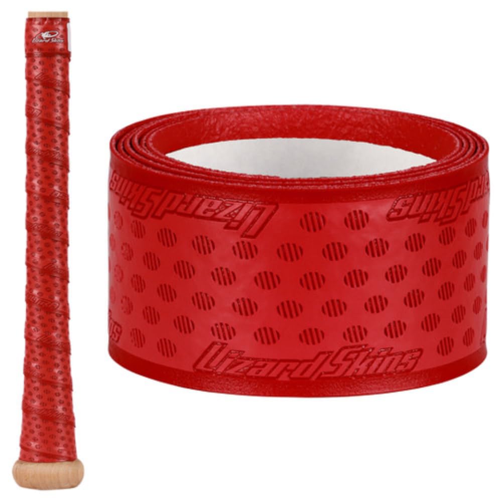 Lizard Skins DSP Ultra Bat Grip Crimson Red 1.8mm closeup enhances grip comfort