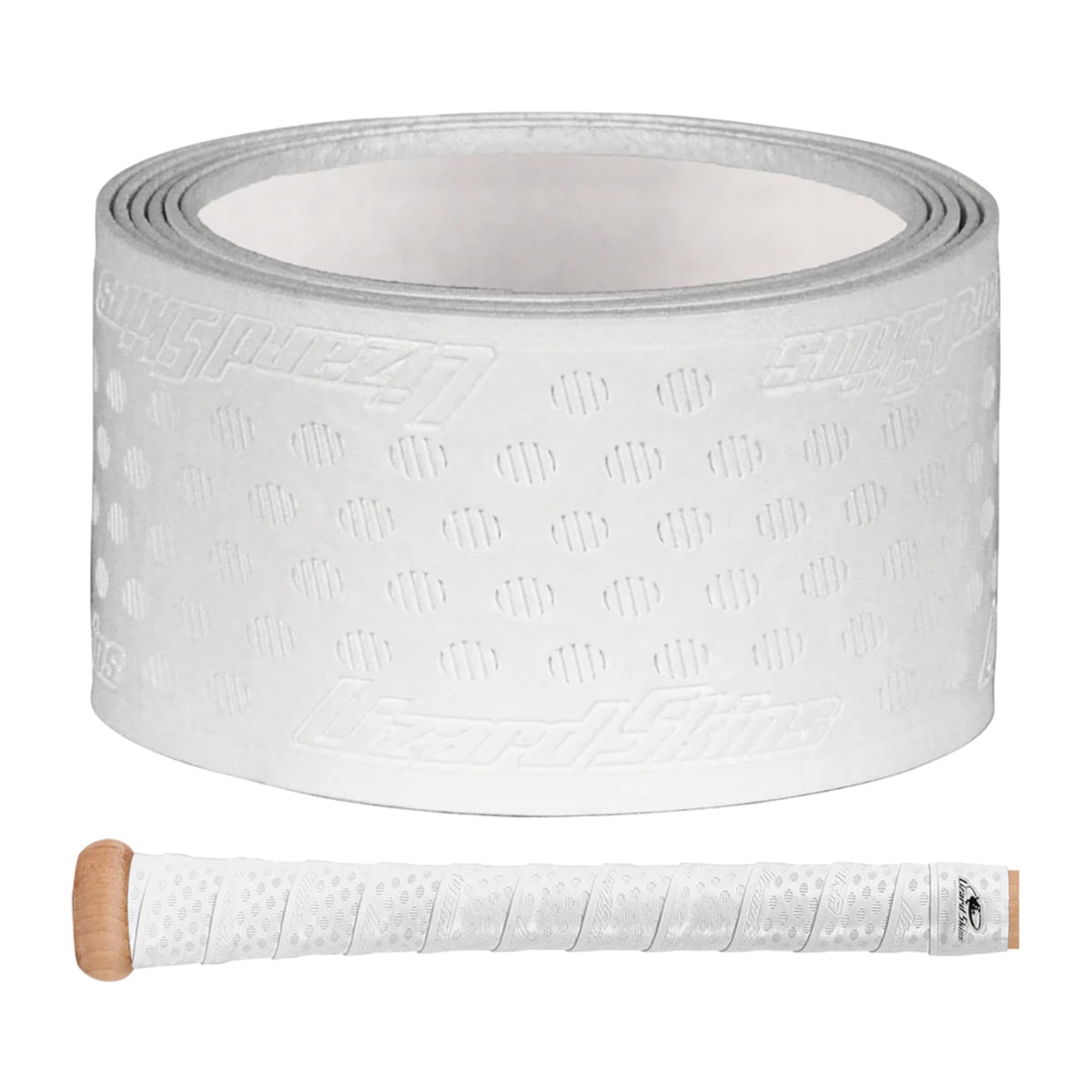 Lizard Skins DSP Ultra bat grip Diamond White closeup showing adhesive backing for easy installation.