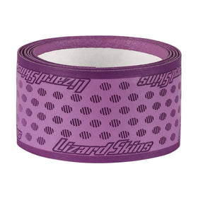 Lizard Skins DSP Ultra bat grip violet purple wrapped on a baseball bat for improved feel and control.