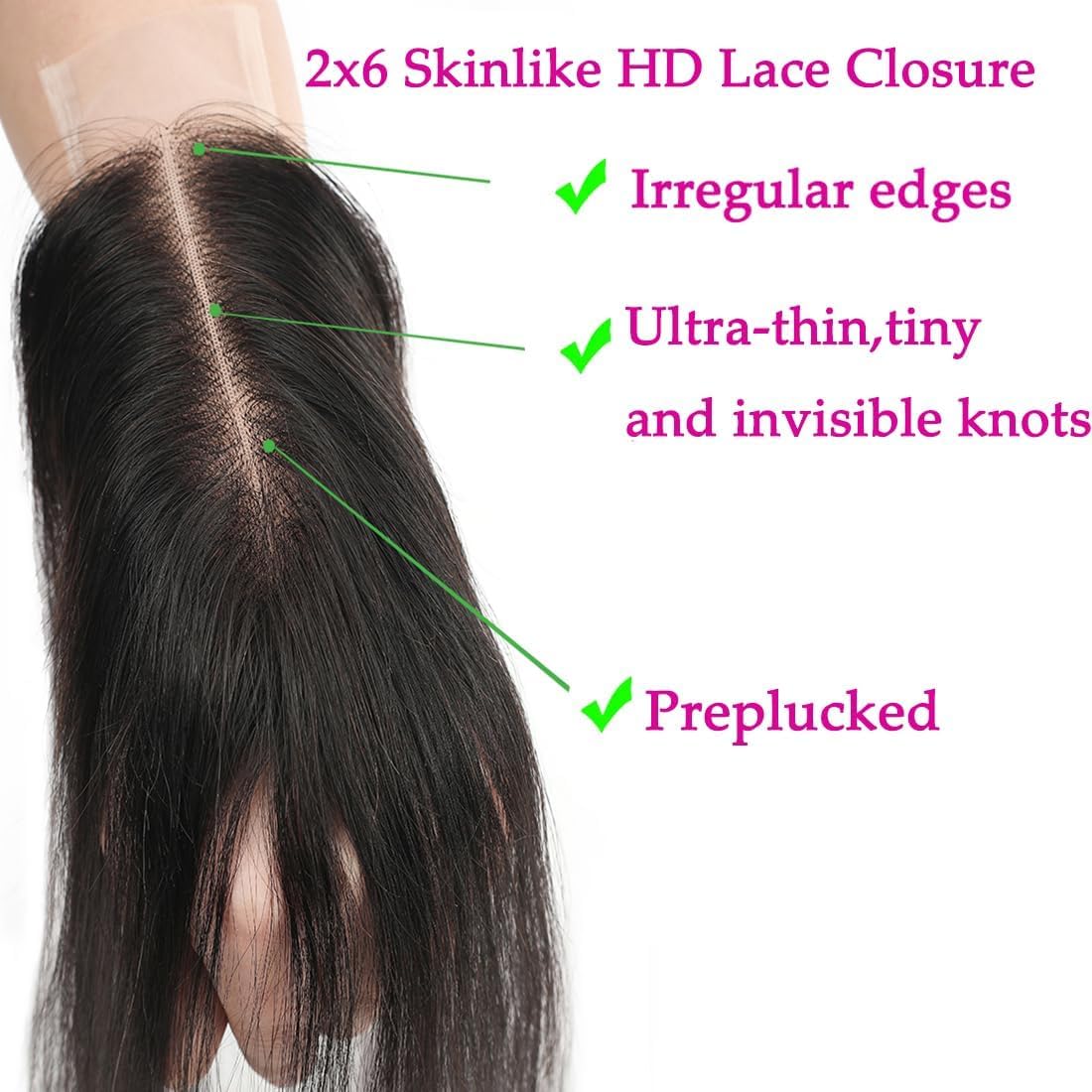 Lizourey virgin Brazilian hair 2x6 straight for versatile styling options
