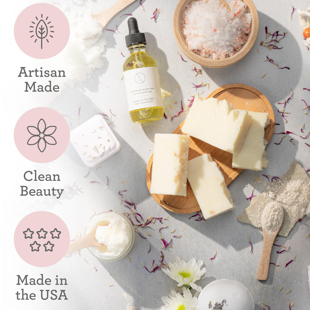 Lizush Bath Salts promote relaxation and mineral-rich cleansing