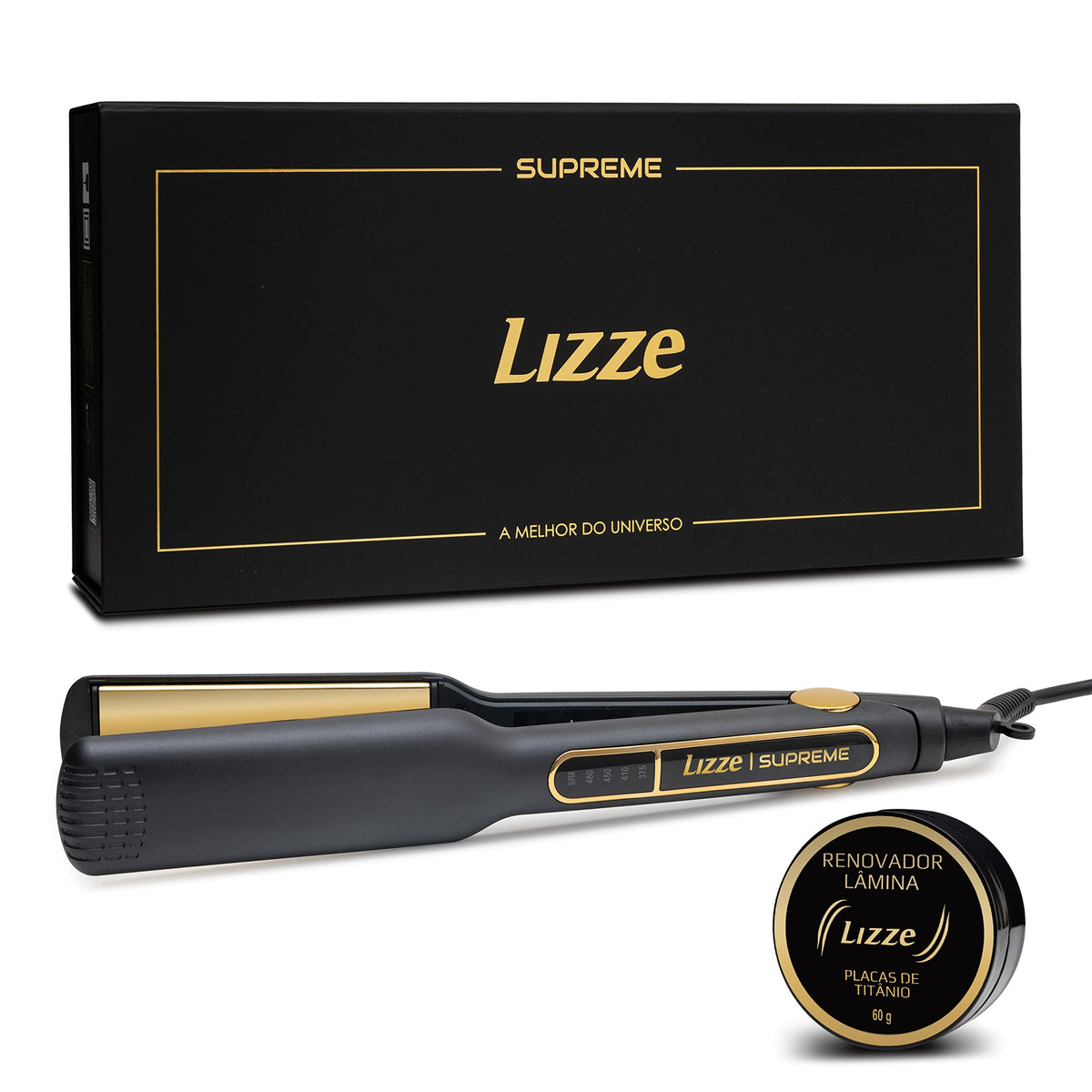 Lizze Supreme 1.5 Pro flat iron top view for salon-grade straightening.