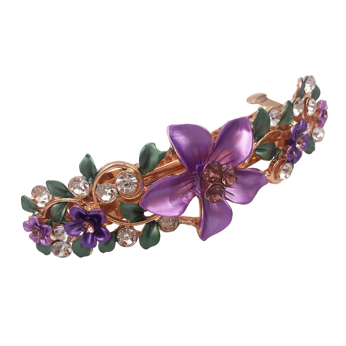 Lizzie Kay gold flower barrette, glamorous accessory for evening looks
