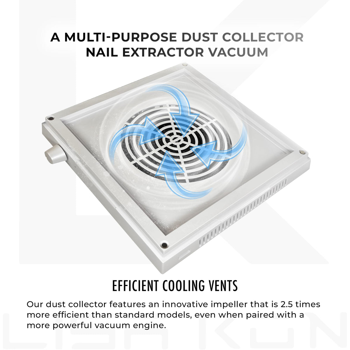 Professional salon use of LK LISA KON nail dust collector with efficient dust extraction.