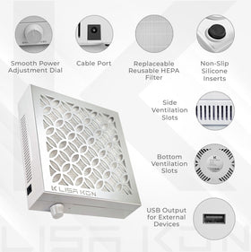 LK LISA KON nail dust collector side profile highlighting slim footprint for small stations.